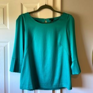 Turquoise blouse; 3/4 sleeves